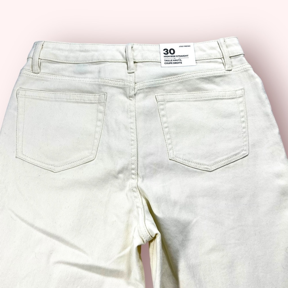 Joe Fresh High Rise Straight Leg Jeans White Cream Women’s 30 NWT Jillian Collab - Picture 12 of 13